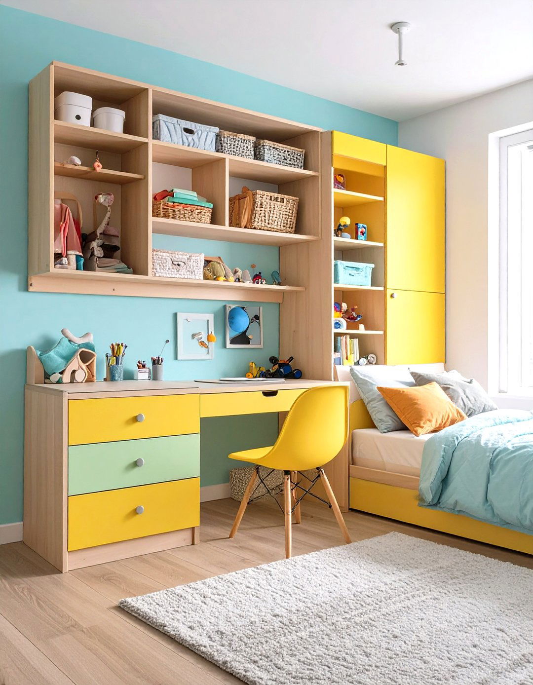 Compact Desk Station Design - 24 Shared Kids' Room Design Ideas