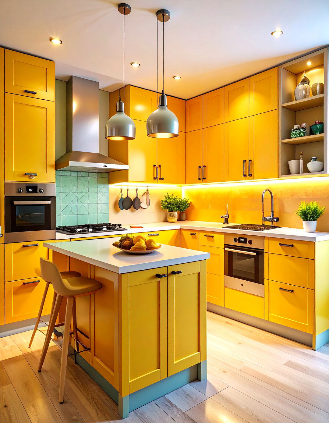 Compact Galley Style One Wall Kitchen with Smart Storage Solutions