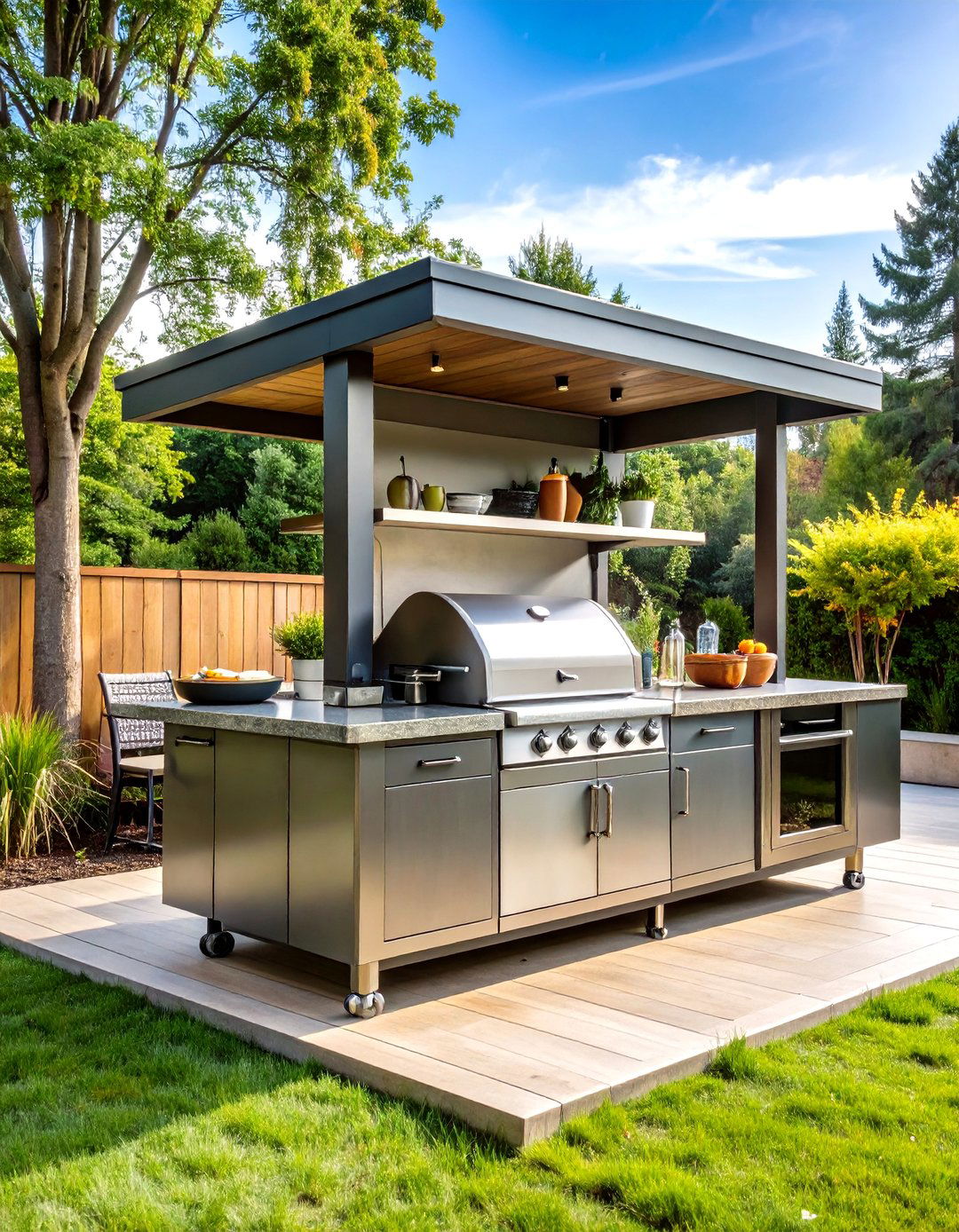 Compact Grill Station with Built In Storage - 24 Small Outdoor Kitchen Ideas