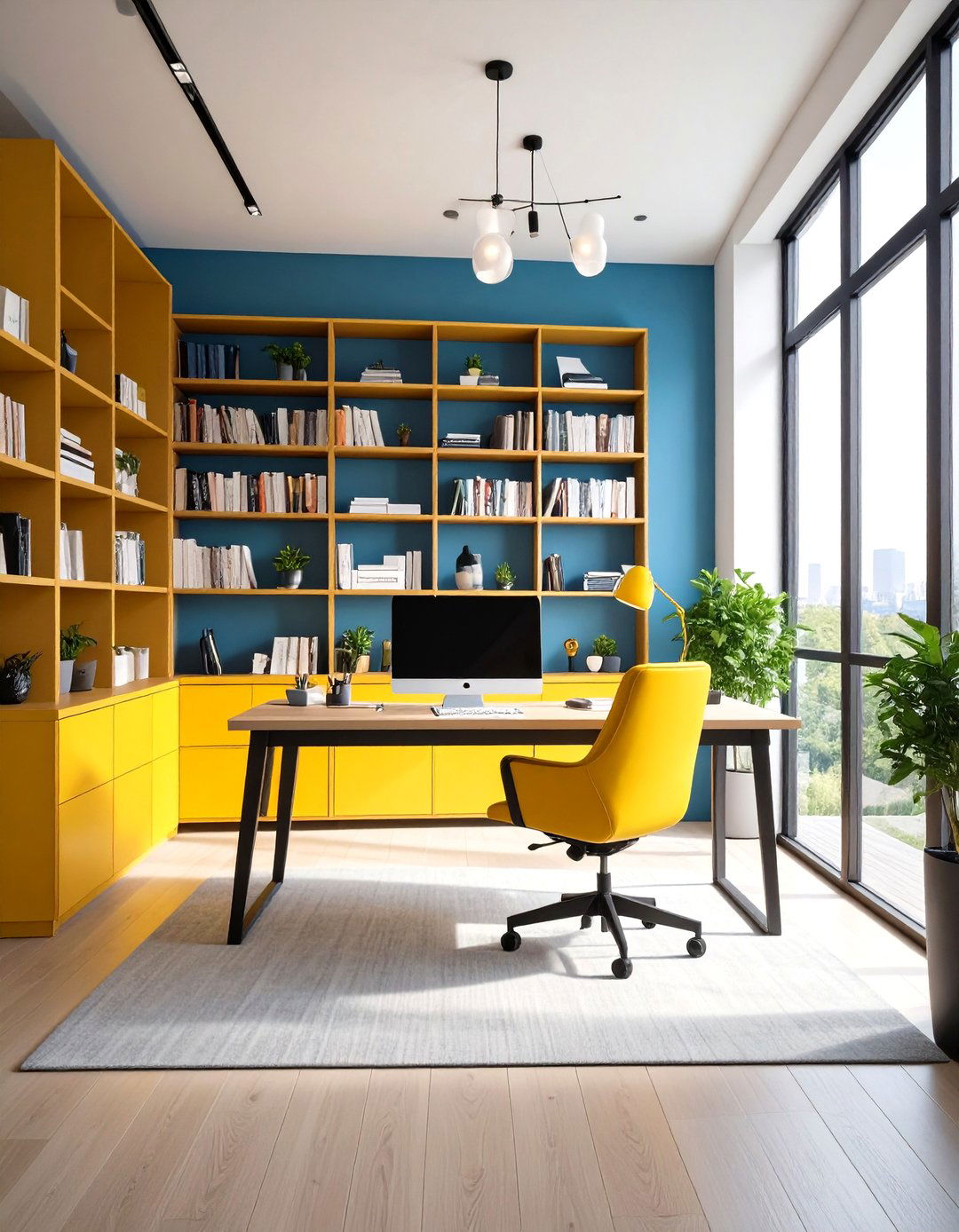 Compact Home Office Library Combination - 24 Townhouse Interior Design Ideas