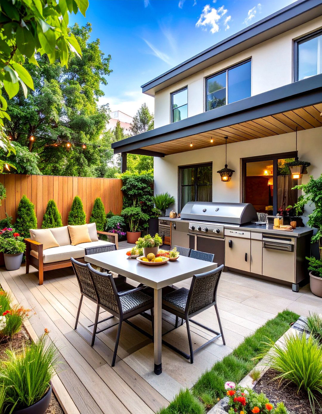 Compact Patio BBQ Area with Space Saving Solutions - 24 bbq area ideas