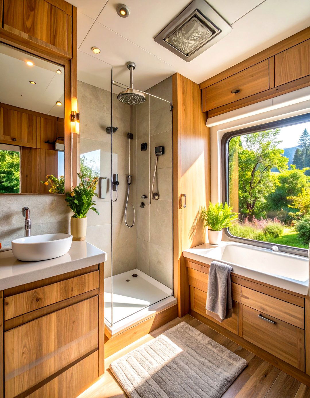 Compact Spa Amenities Integration - 24 Small Rv Bathroom Ideas