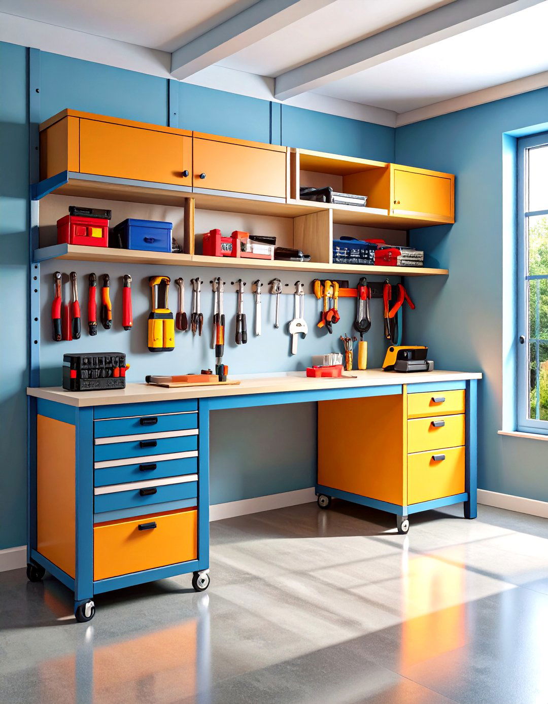 Compact Space Saving Workbench - 24 Garage Workbench Ideas