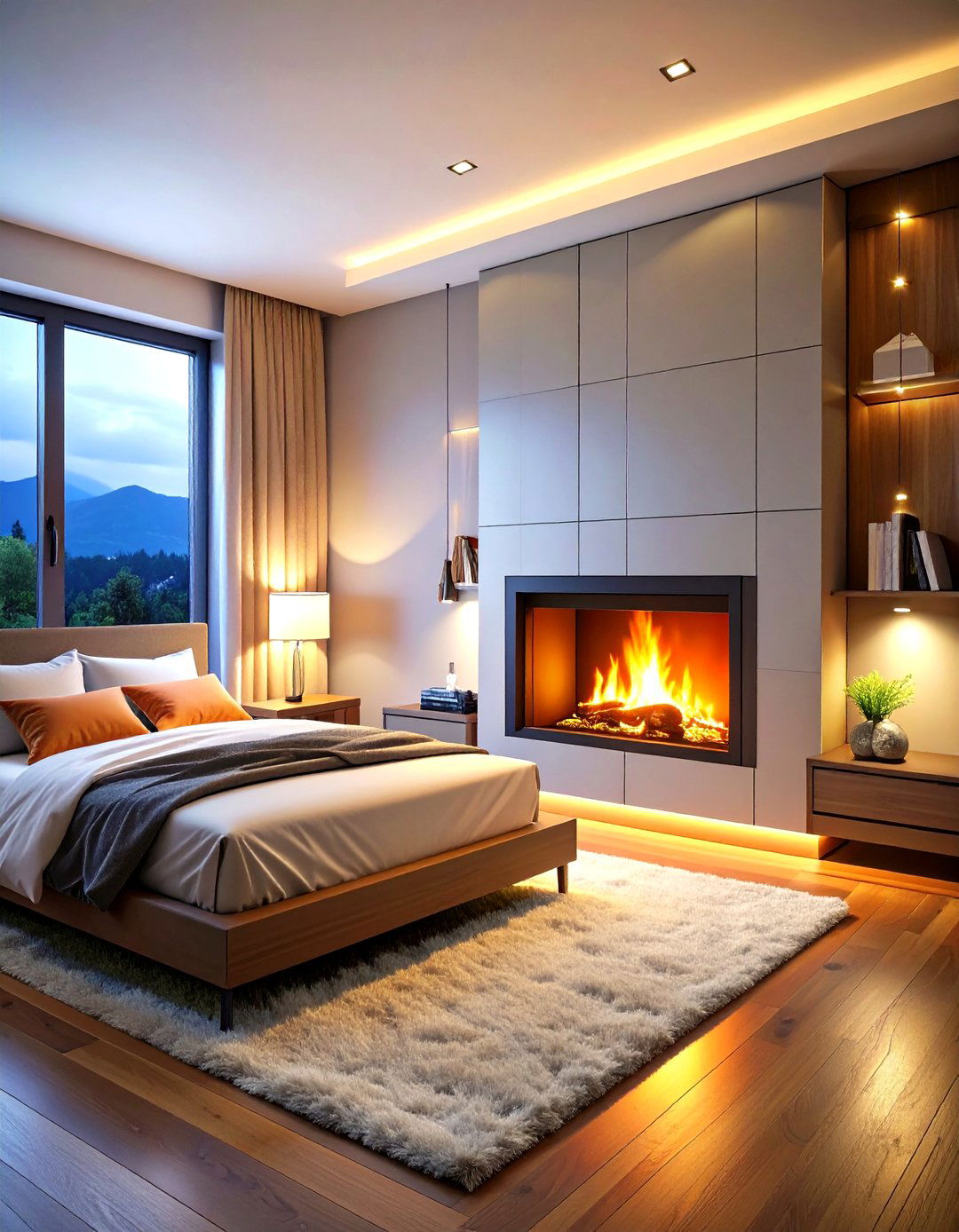Compact Studio Apartment Fireplace Solution - 24 Bedroom Fireplace Ideas