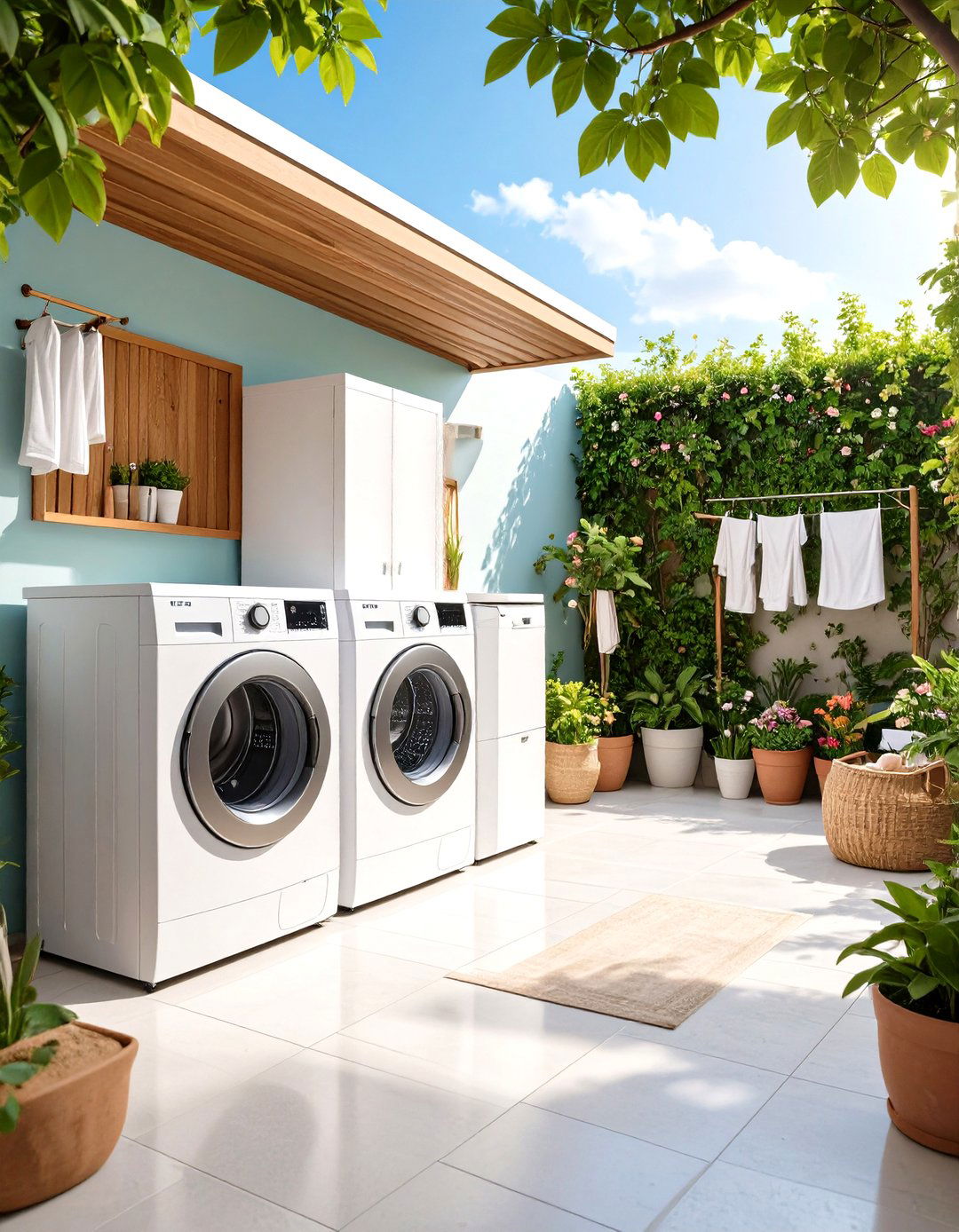 Compact Urban Courtyard Design - 24 Outdoor Laundry Area Design Ideas