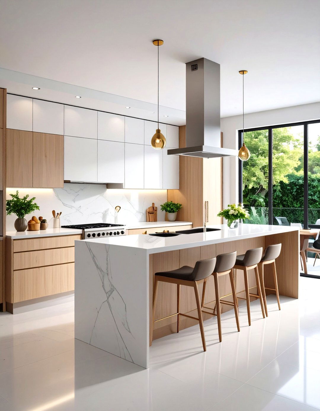 Compact Waterfall Island for Small Kitchens - 24 Waterfall Kitchen Island Ideas