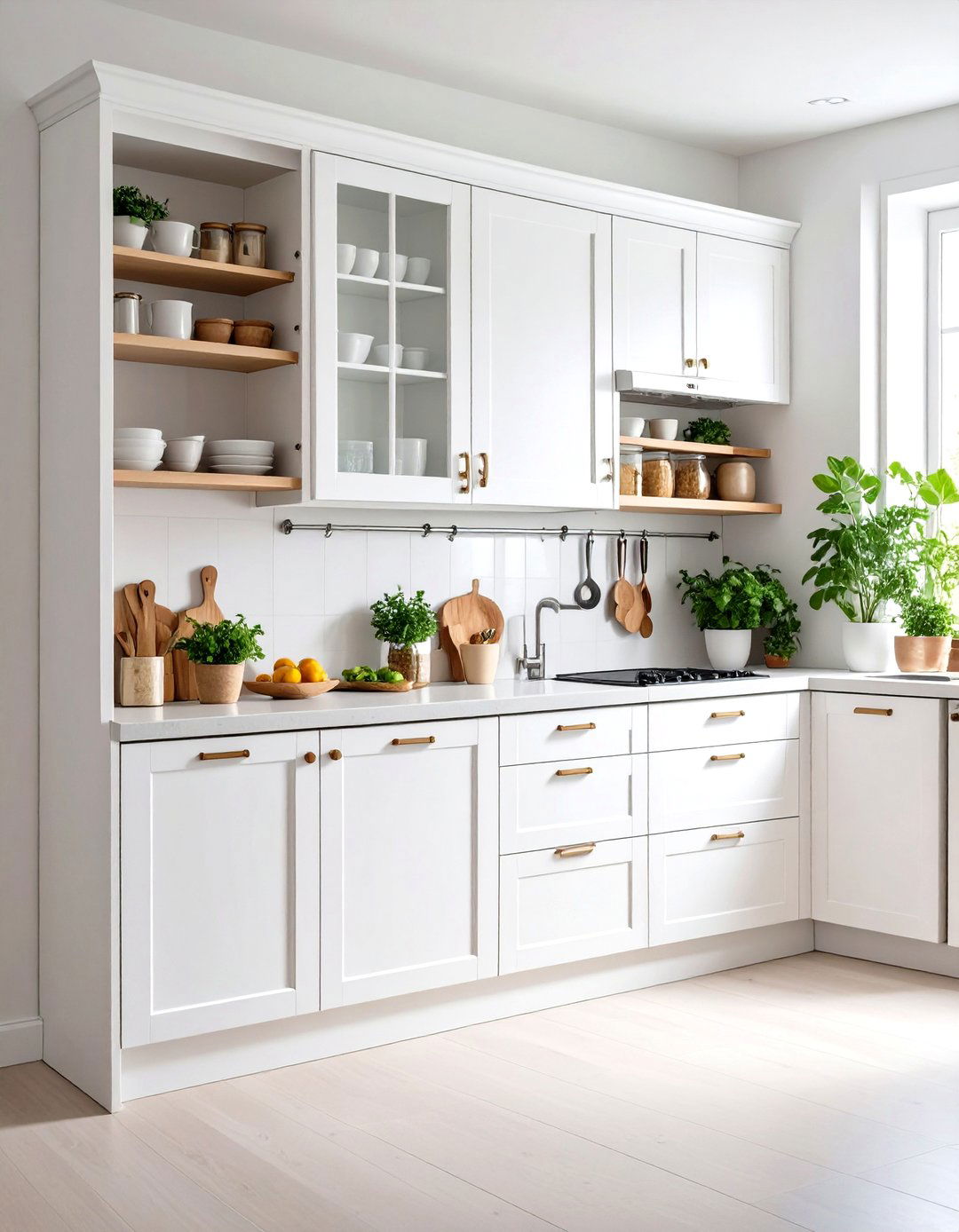 Compact White Kitchen with Pull Out Pantry Storage - 24 Small White Kitchen Ideas