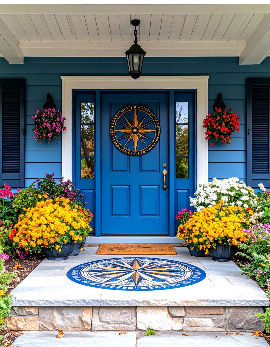 Compass Rose Medallion Porch Feature - 24 Concrete Porch Ideas