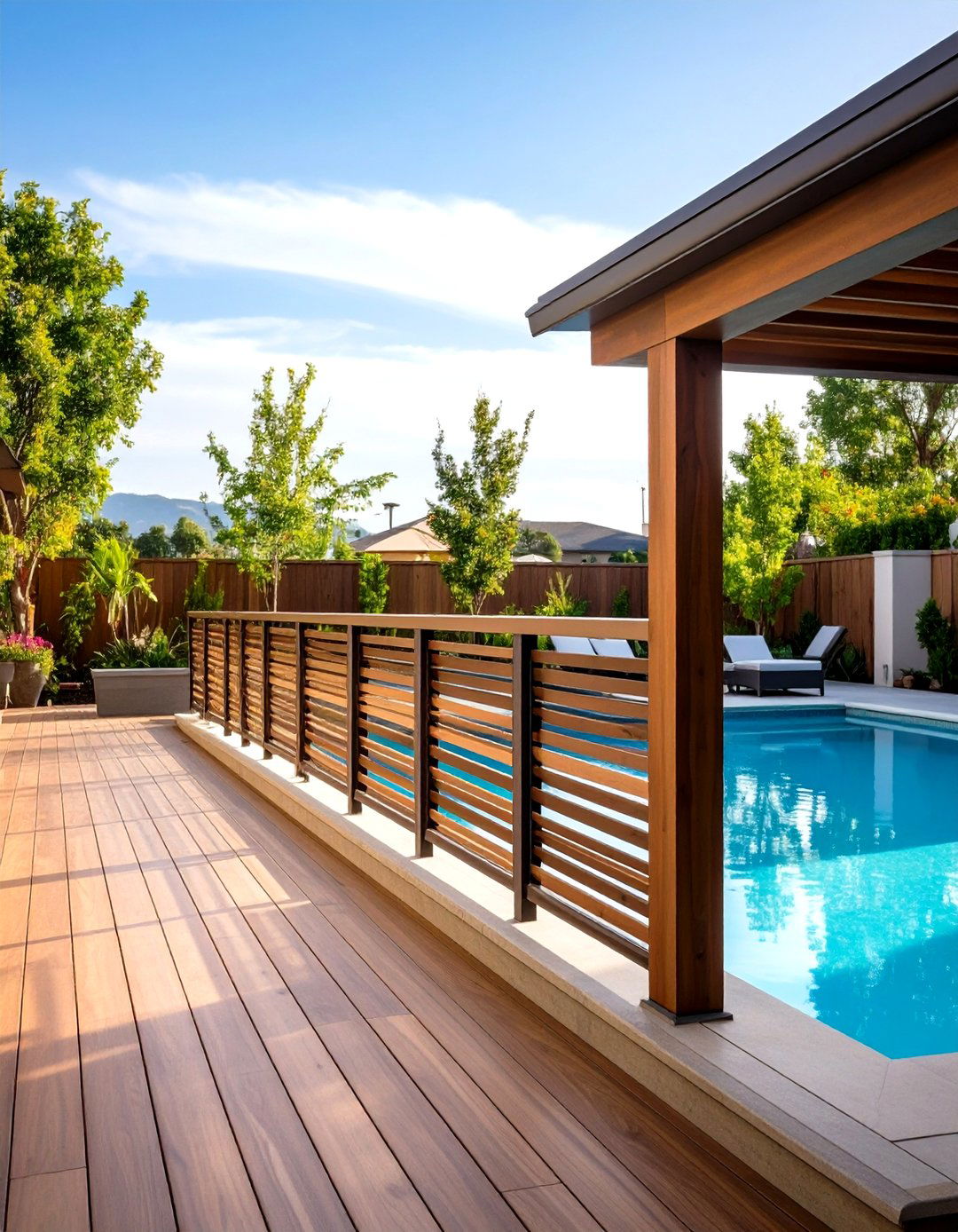 Composite Privacy Panel Pool Deck Railings - 24 Pool Deck Railing Ideas