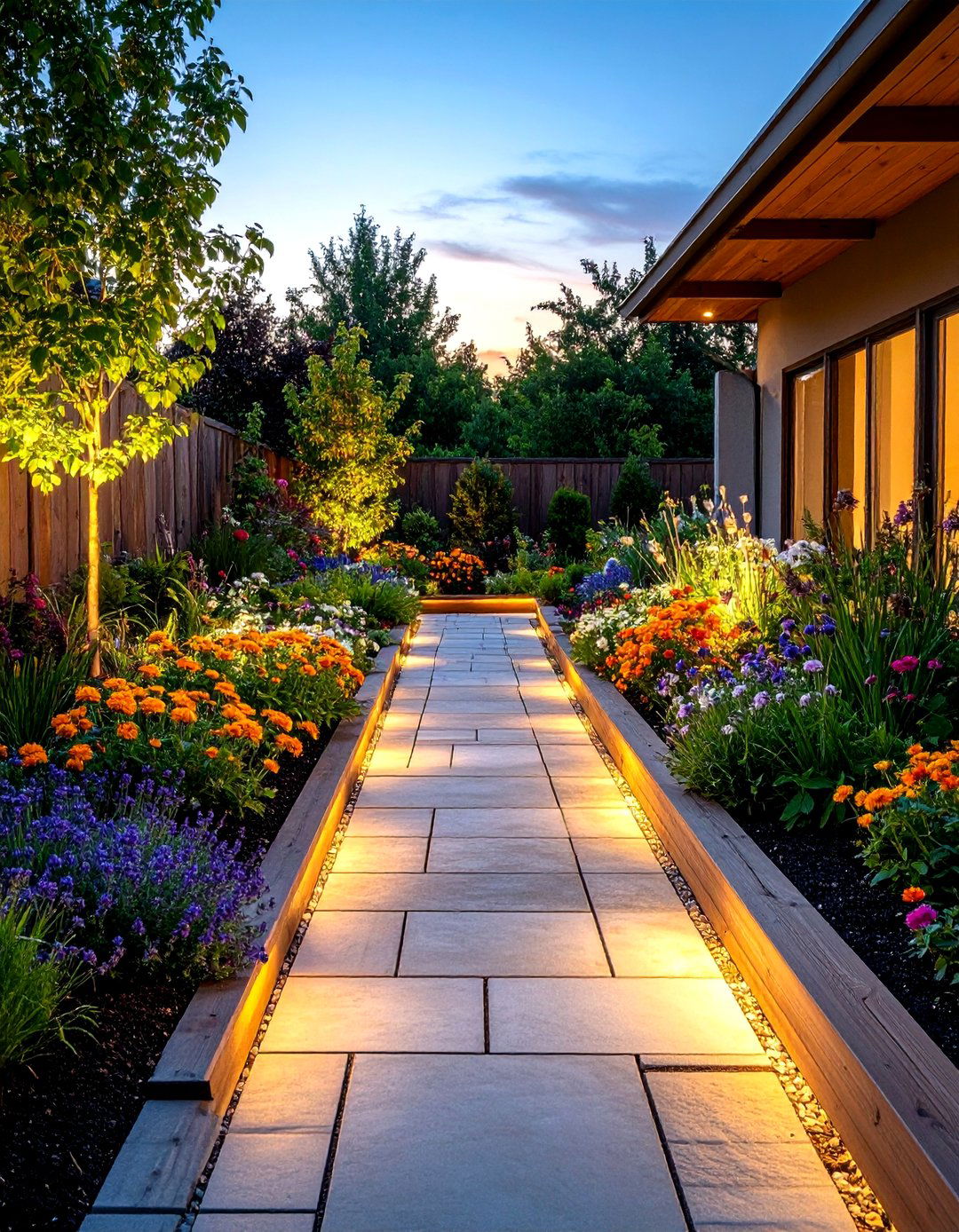 Composite Walkway with Integrated Planters - 24 Composite Walkway Ideas