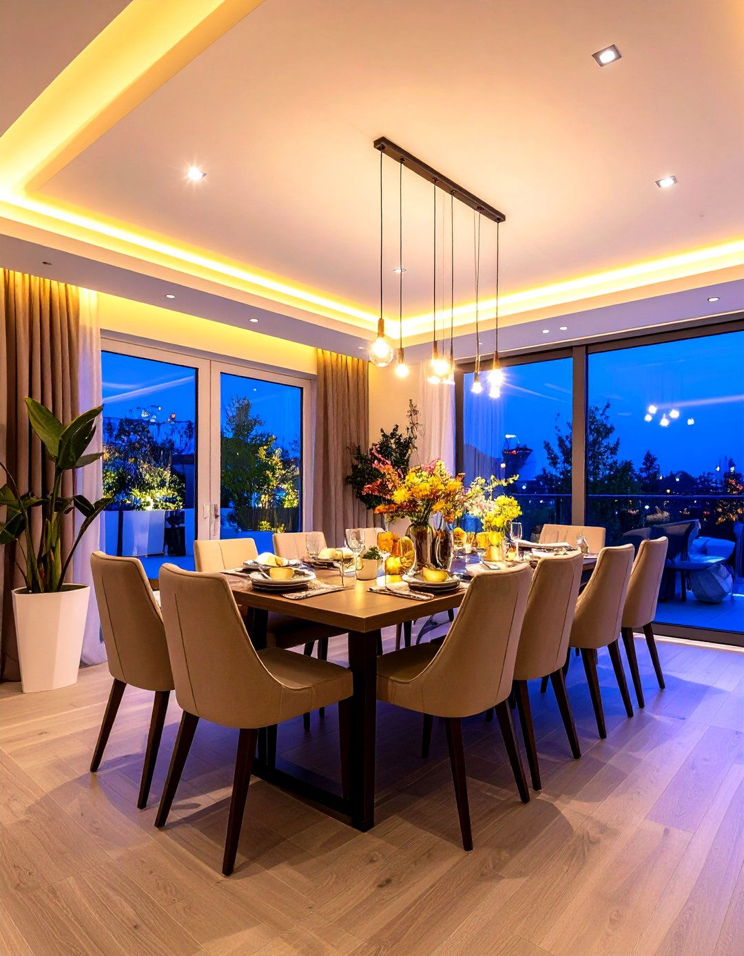 Concealed LED Strip Lighting - 24 Small Dining Room Lighting Ideas
