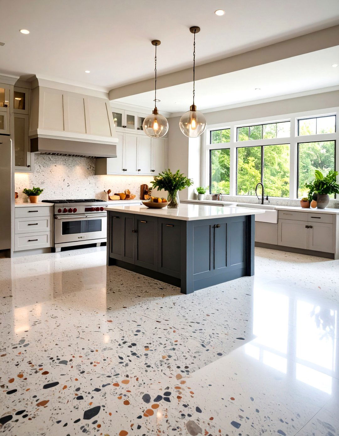 Concrete Aggregate Exposed Surfaces - 24 Concrete Floor Kitchen Ideas