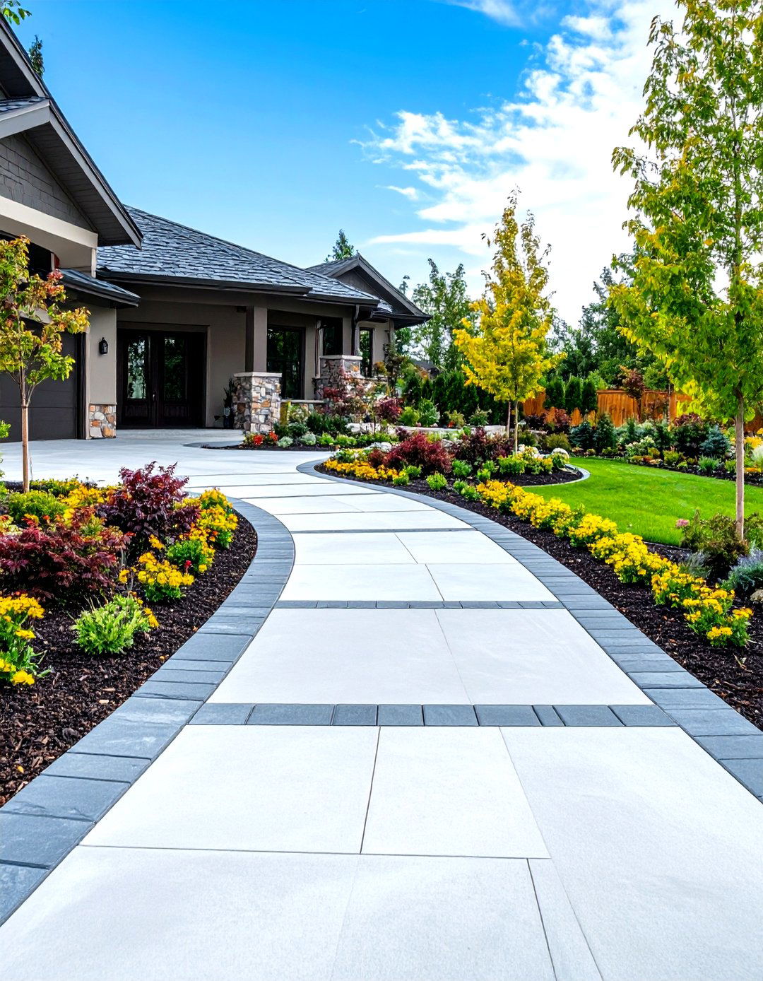 Concrete Apron Enhancement - 24 Driveway Landscape Ideas