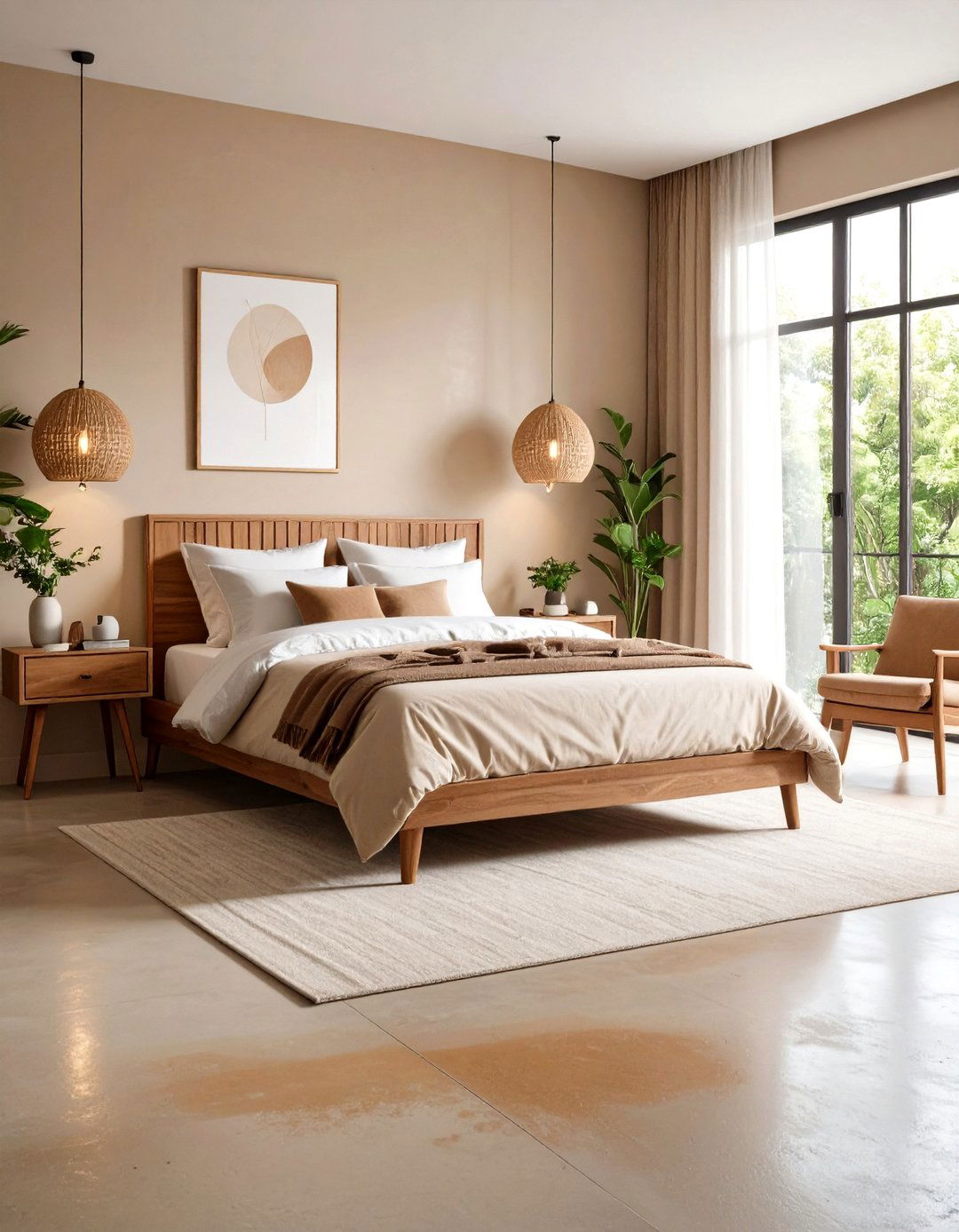 Concrete Bedroom Floors with Warm Earth Tone Stains - 24 Concrete Floor Design Ideas