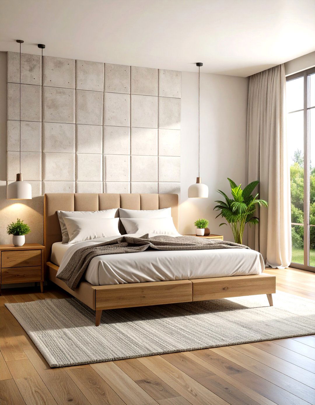 Concrete Block Accent Wall - 24 Industrial Bedroom Ideas