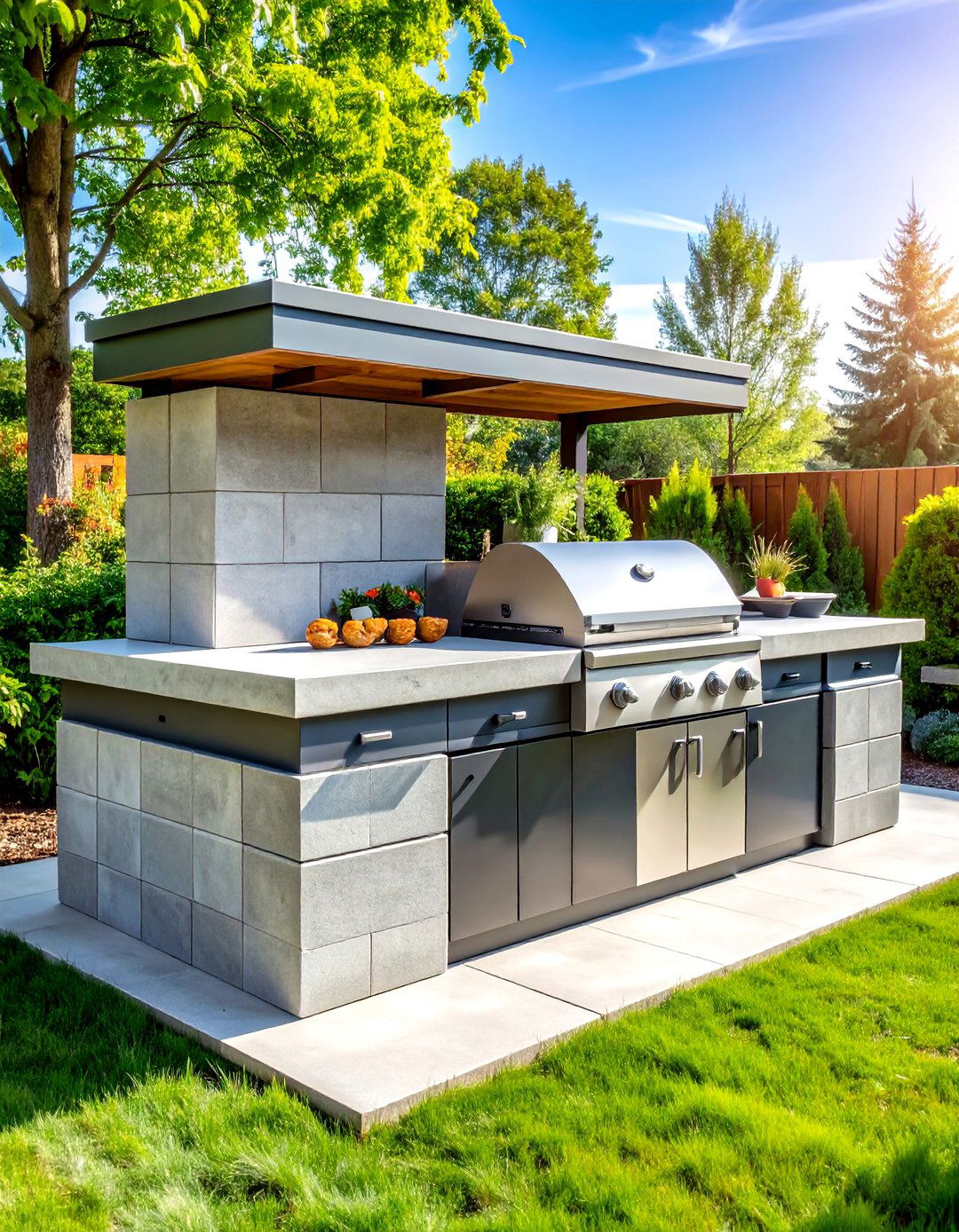 Concrete Block Modular Grill Station - 24 Grill Station Ideas