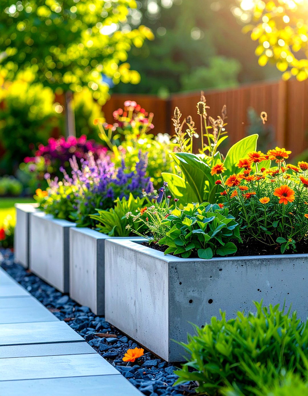 Concrete Block Planter Dividers - 24 Garden Divider Ideas