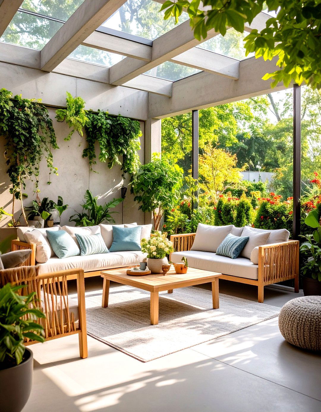Concrete Block Privacy Wall Sunroom - 24 Mid-century Modern Sunroom Ideas