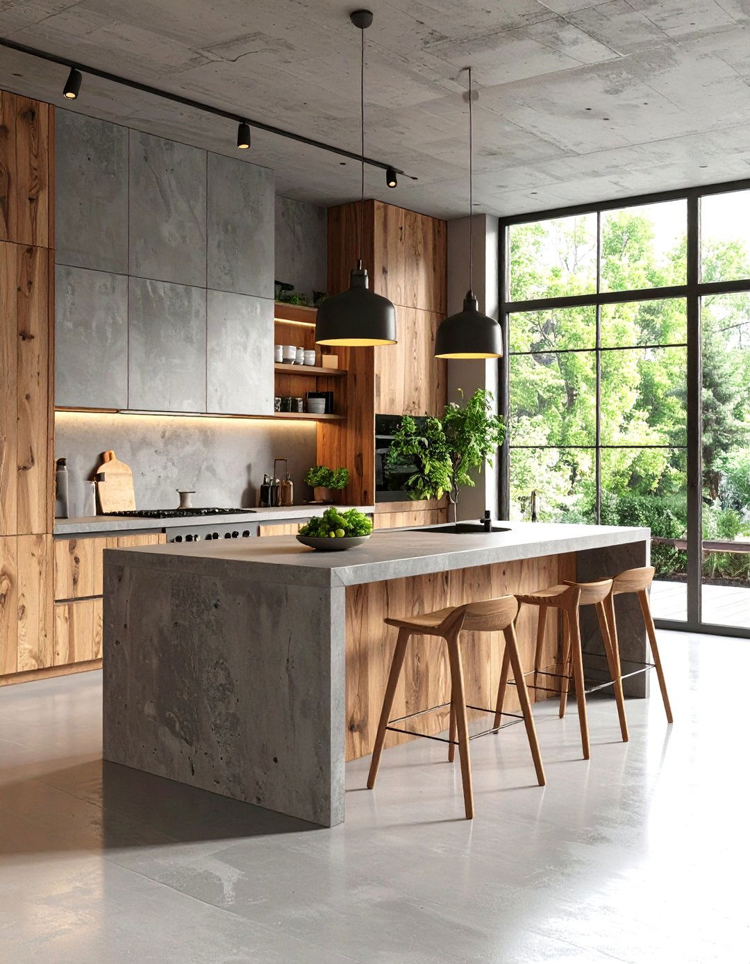 Concrete Counter Industrial Cabin - 24 Cabin Kitchen Ideas
