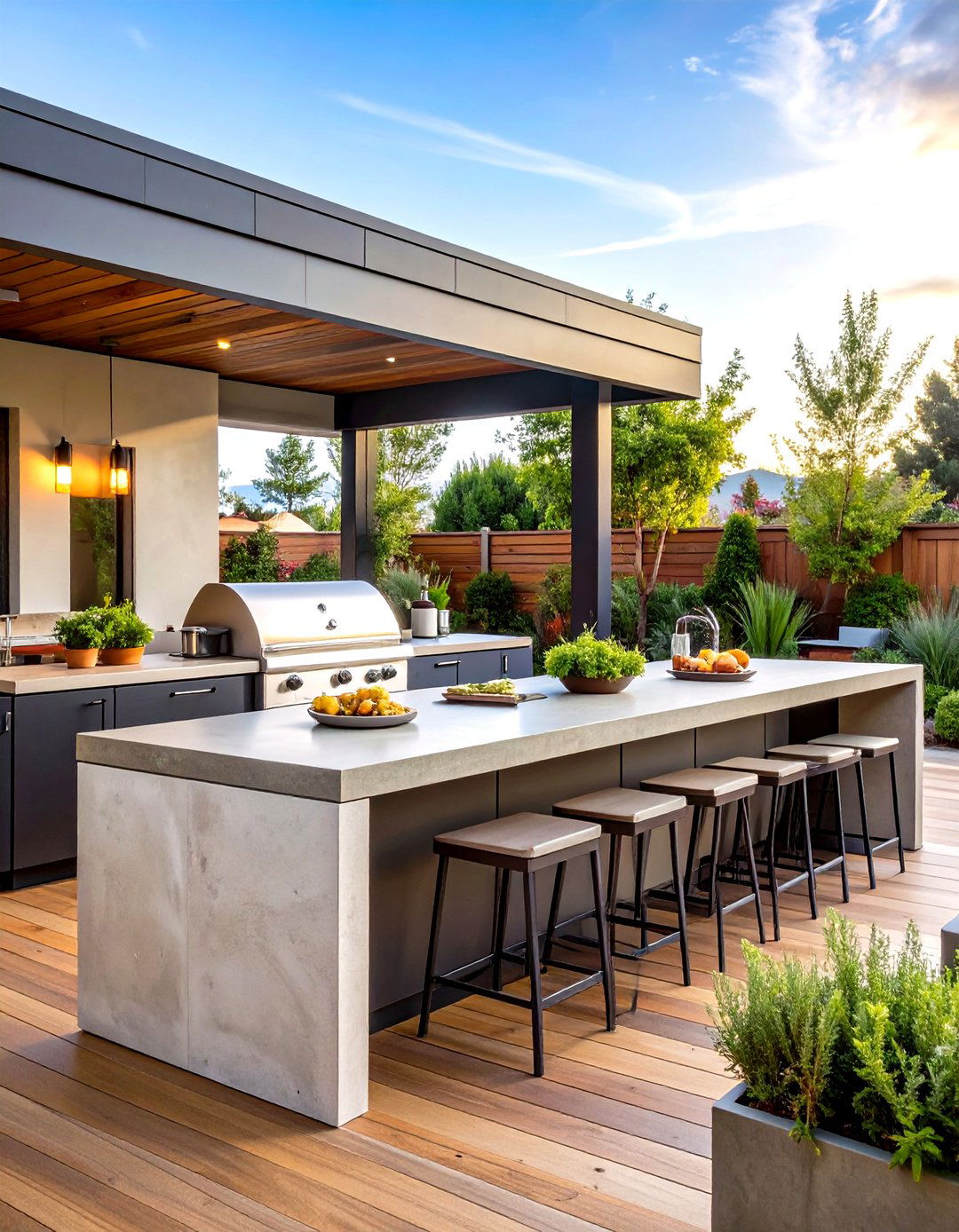 Concrete Countertop BBQ Island with Modern Aesthetic - 24 Bbq Island Ideas