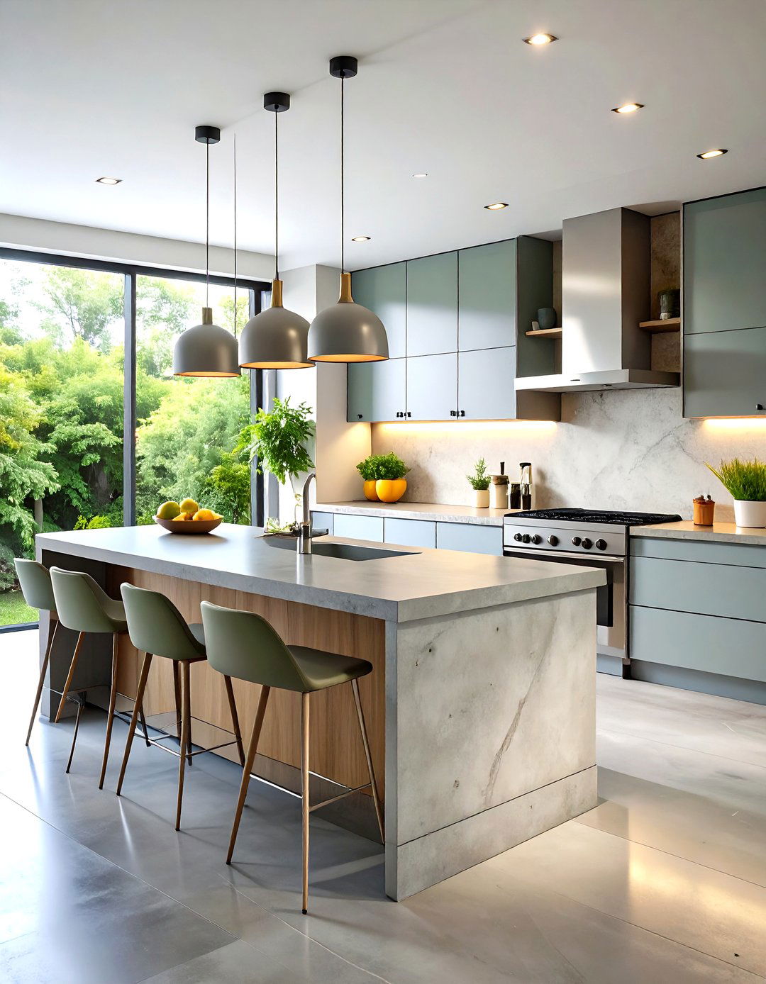 Concrete Countertop Islands - 24 Industrial Kitchen Ideas