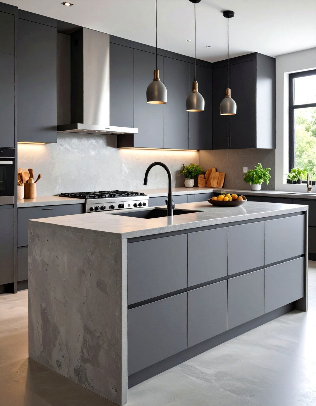 Concrete Countertop Kitchens - 24 Industrial Decor Ideas