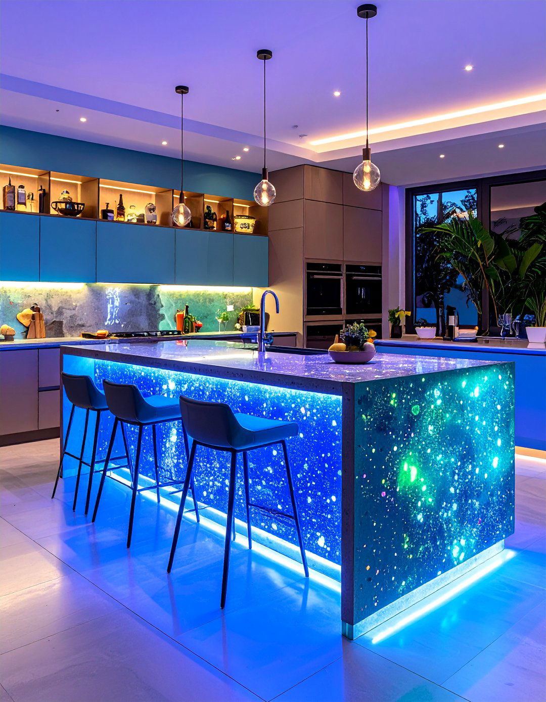Concrete Countertops with Luminescent Aggregates - 24 Concrete Countertop Ideas