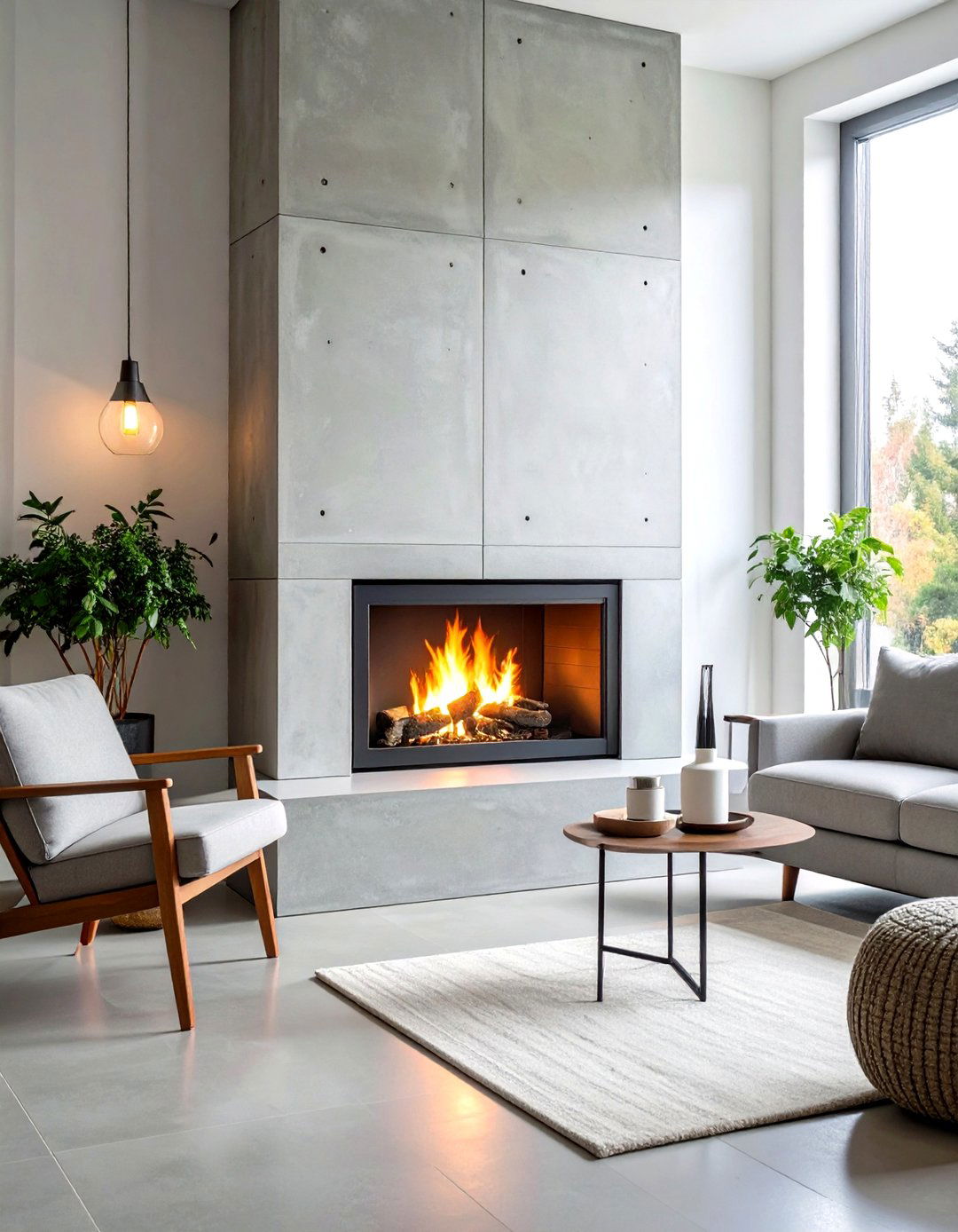 Concrete Fireplace Surrounds - 24 Scandinavian Fireplace Ideas