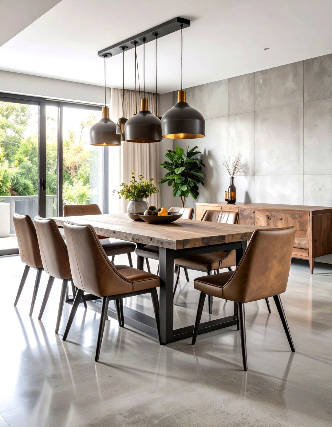 Concrete Floor Dining Areas - 24 Industrial Decor Ideas