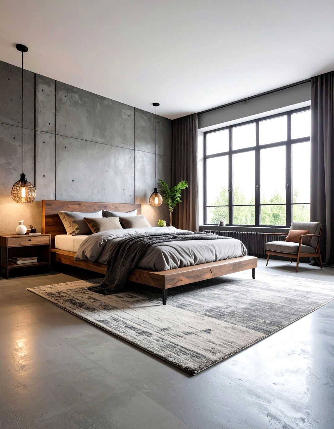 Concrete Floor Industrial Retreat - 24 Industrial Bedroom Ideas