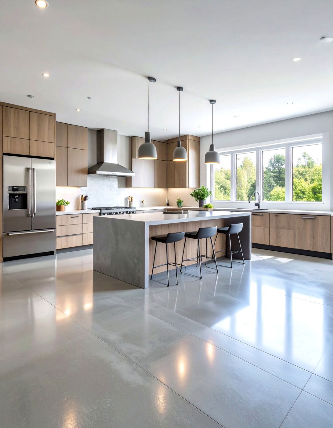 Concrete Flooring with Radiant Heating - 24 Industrial Kitchen Ideas