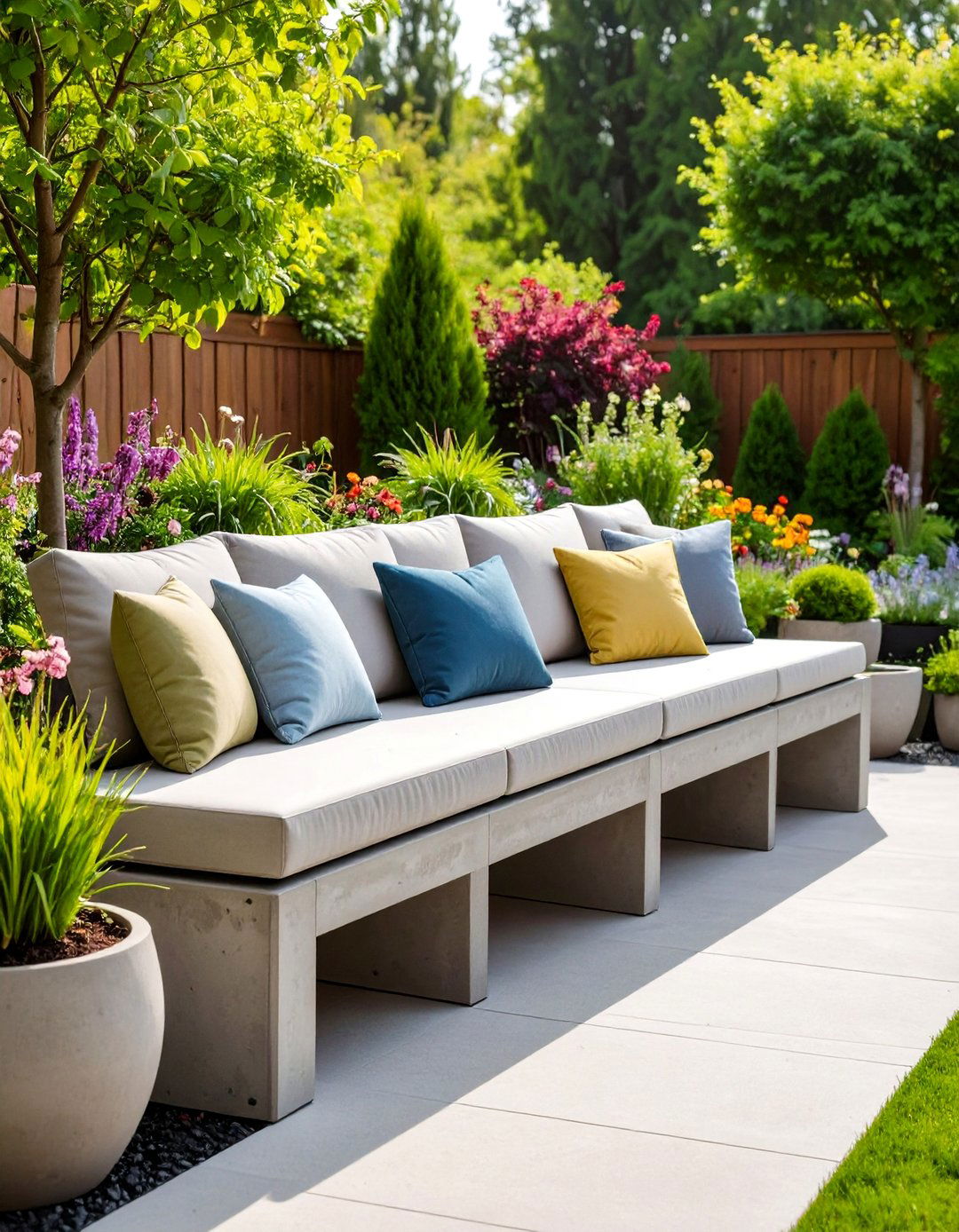 Concrete Garden Storage Benches - 24 Concrete Garden Ideas