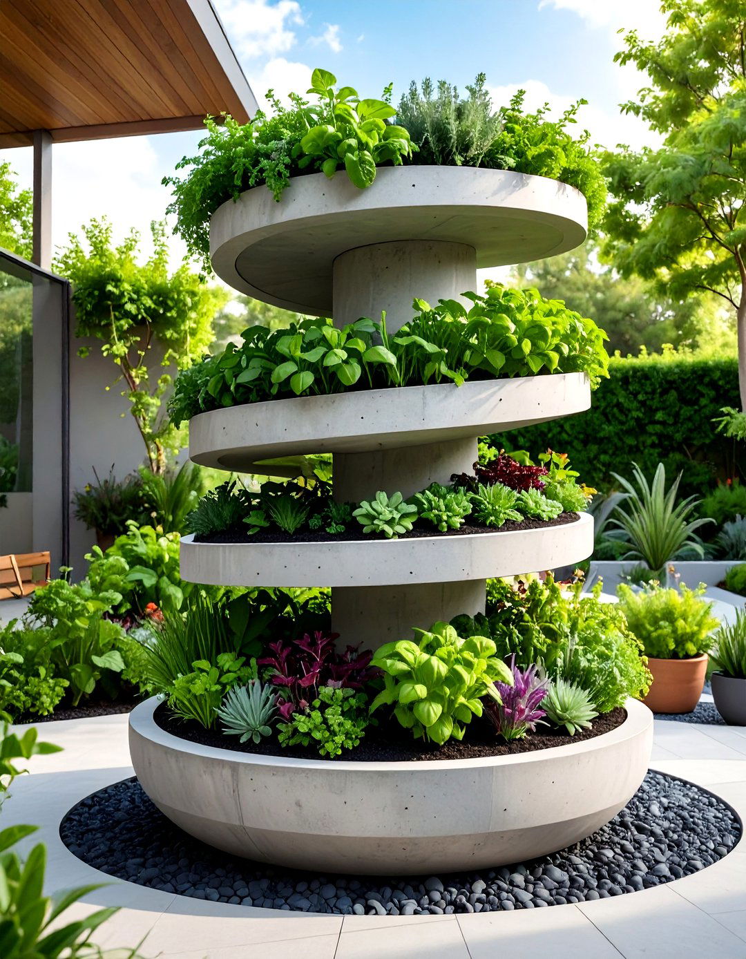 Concrete Herb Garden Spirals - 24 Concrete Garden Ideas
