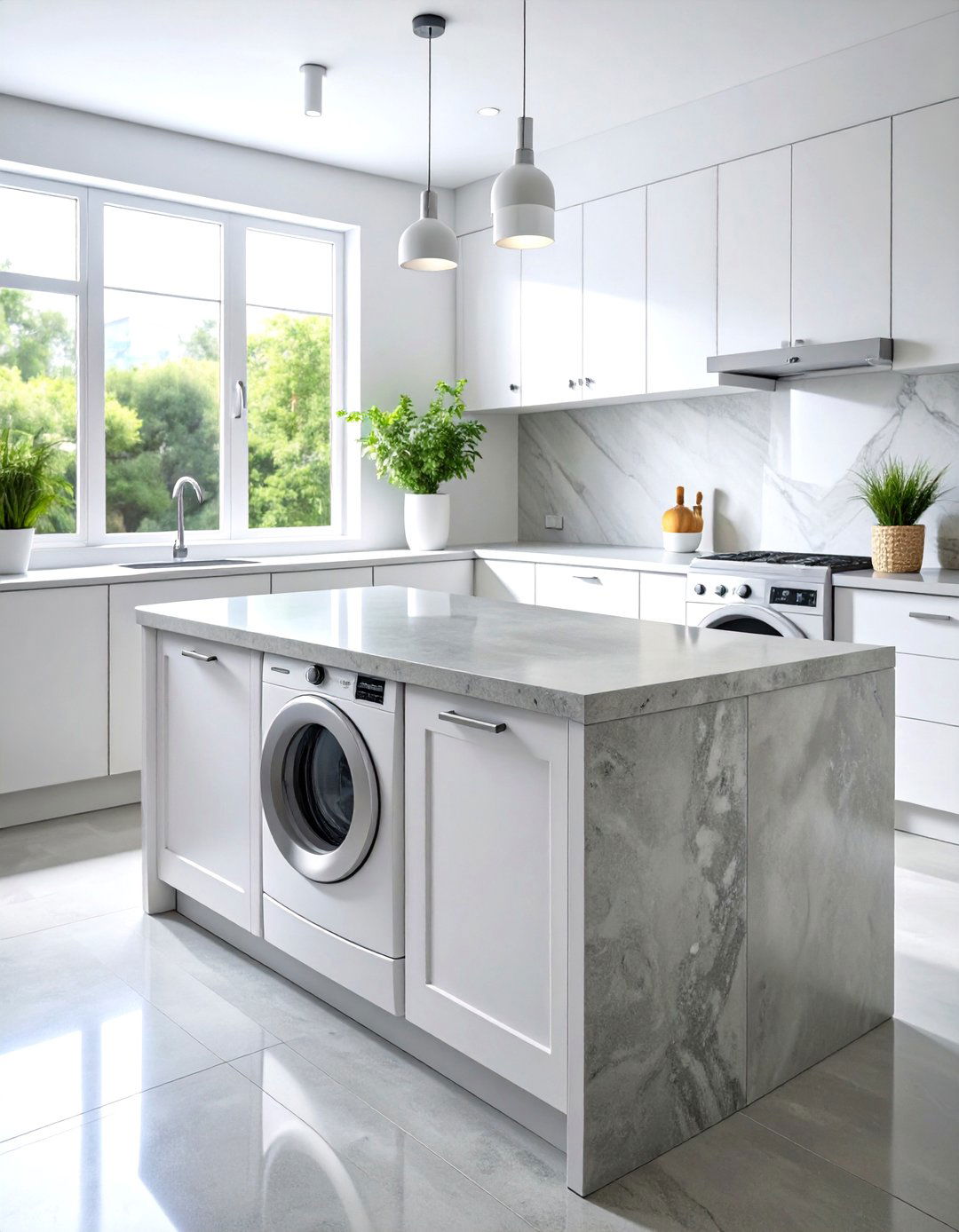 Concrete Industrial Countertop - 24 Laundry Room Countertop Ideas