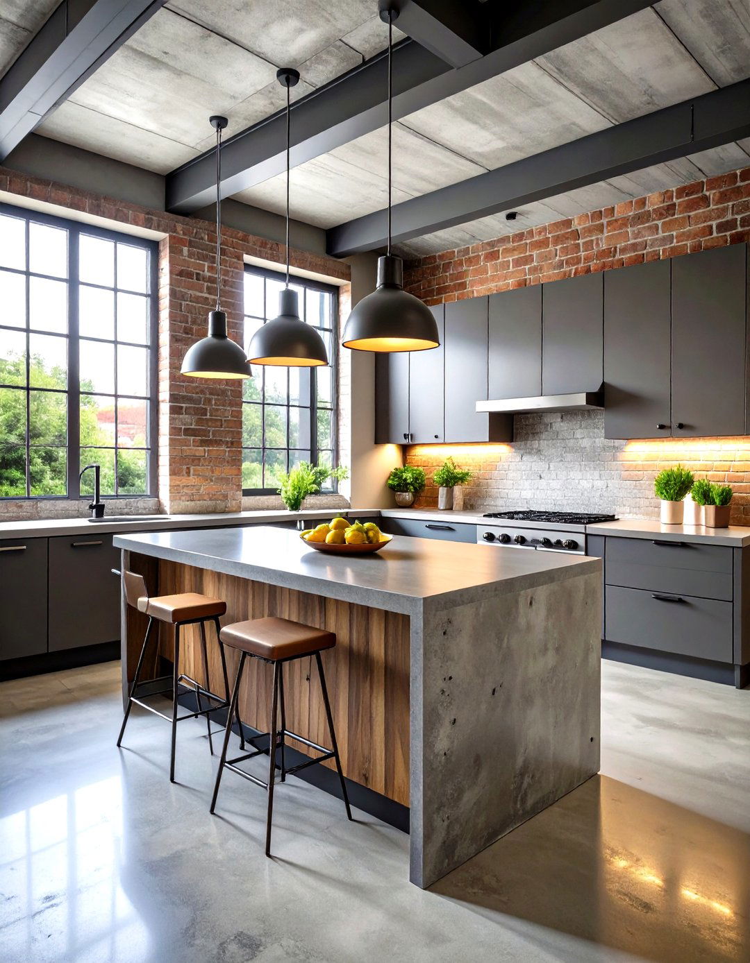 Concrete Kitchen Countertops with Industrial Elements - 24 Kitchen Countertop Ideas