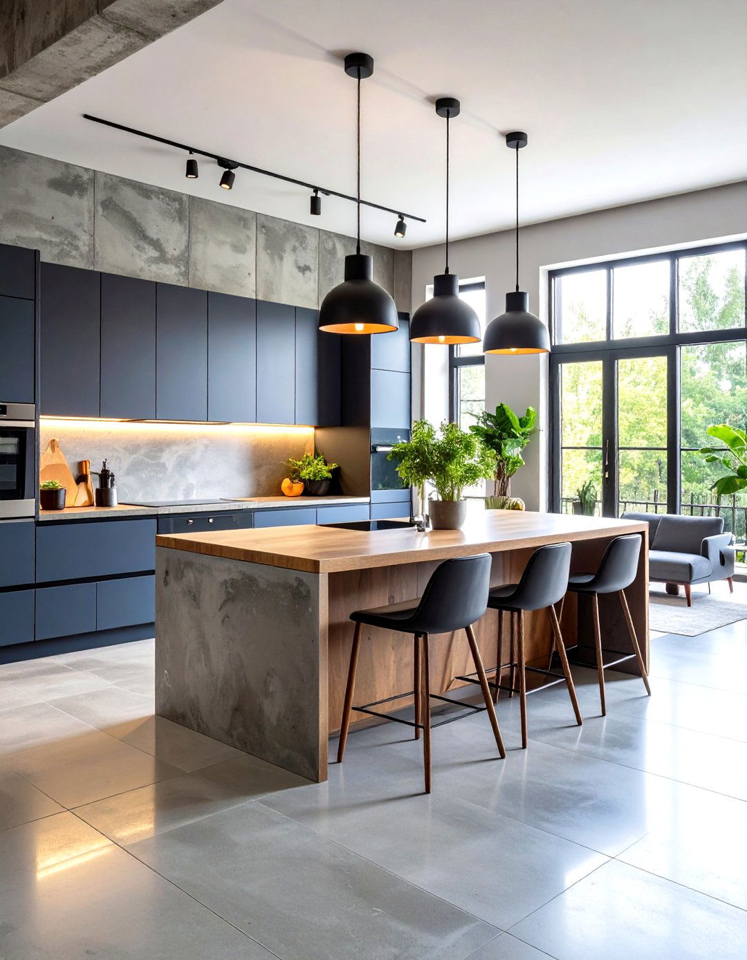 Concrete Look Porcelain Geometric - 24 Modern Kitchen Backsplash Ideas