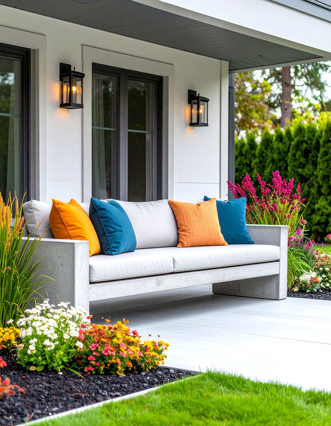 Concrete Modern Minimalist Bench - 24 Front Porch Bench Ideas
