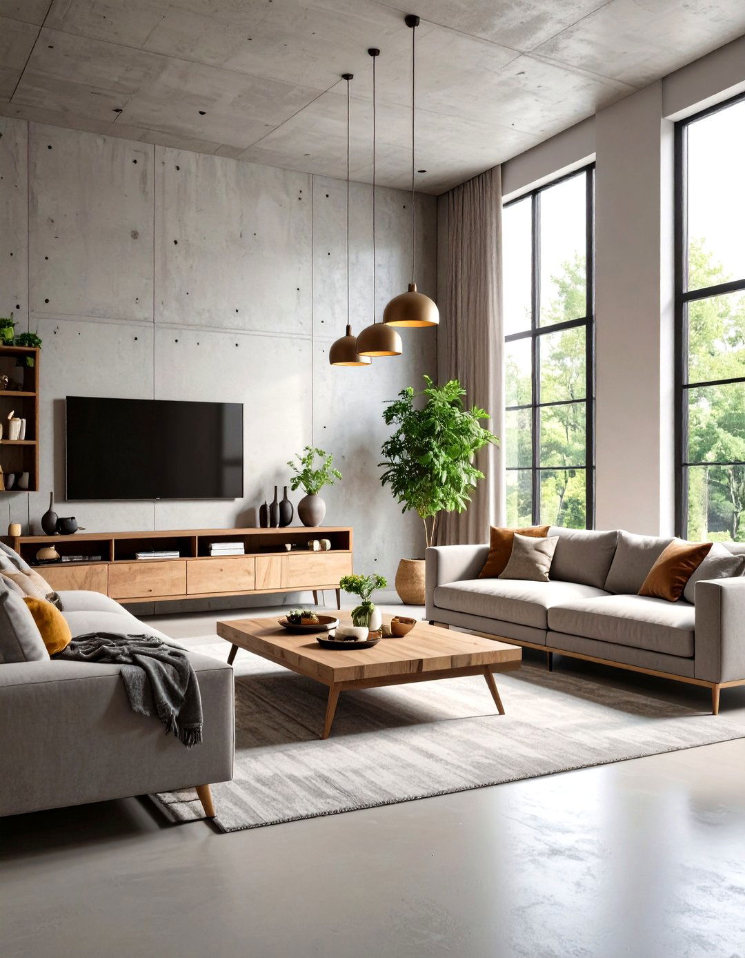 Concrete Panel TV Feature Wall - 24 Tv Accent Wall Ideas