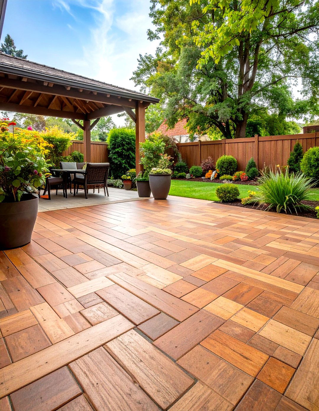 Concrete Patio Floors with Stamped Brick Patterns - 24 Concrete Floor Design Ideas