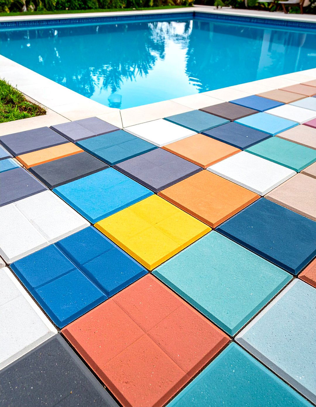 Concrete Paver Grid Pattern - 24 Above Ground Pool Walkway Ideas