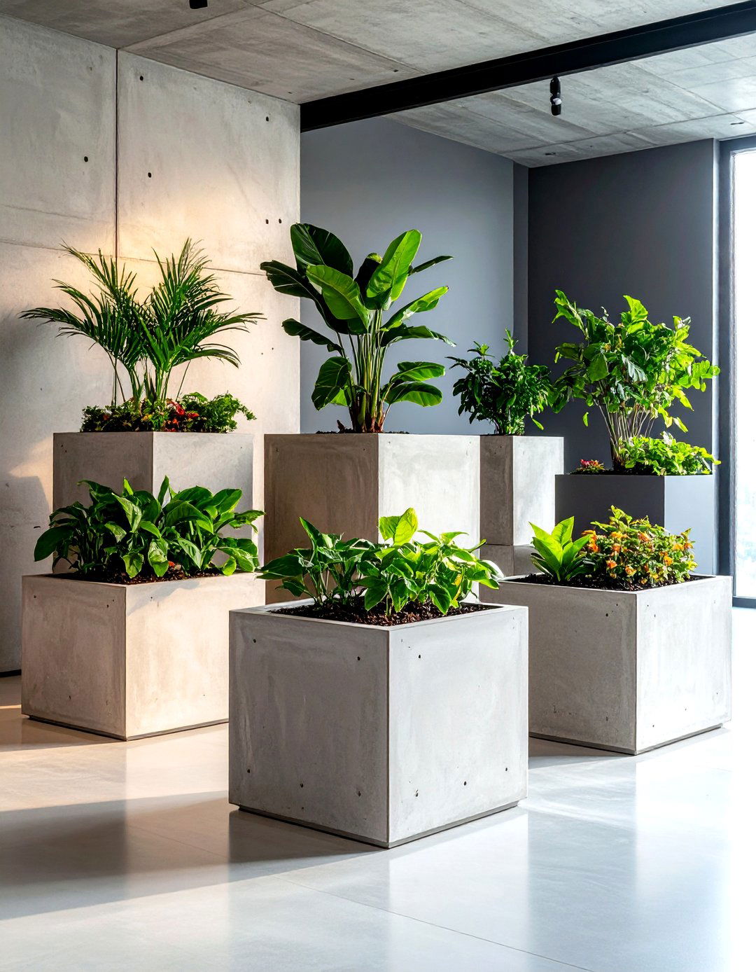 Concrete Planter Boxes for Indoor Gardens - 24 Metro Style Interior Design Ideas
