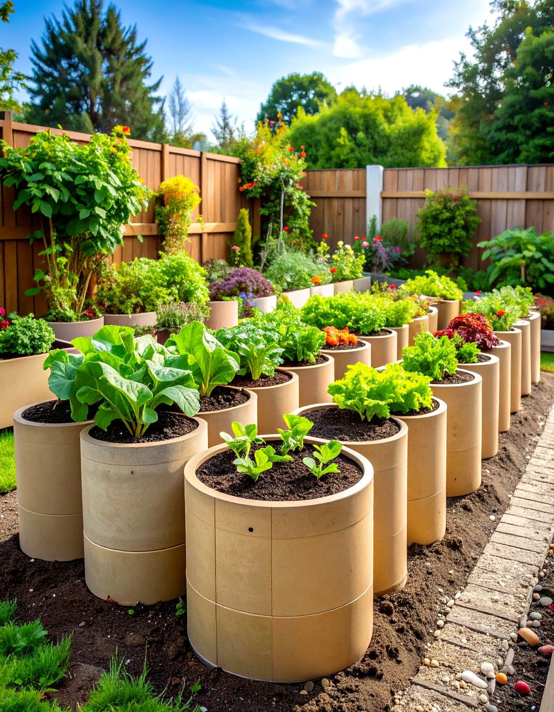 Concrete Tube Form Gardens - 24 Inexpensive Raised Garden Bed Ideas