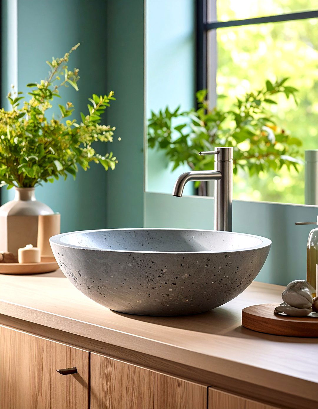 Concrete Vessel Sinks - 24 Industrial Bathroom Ideas