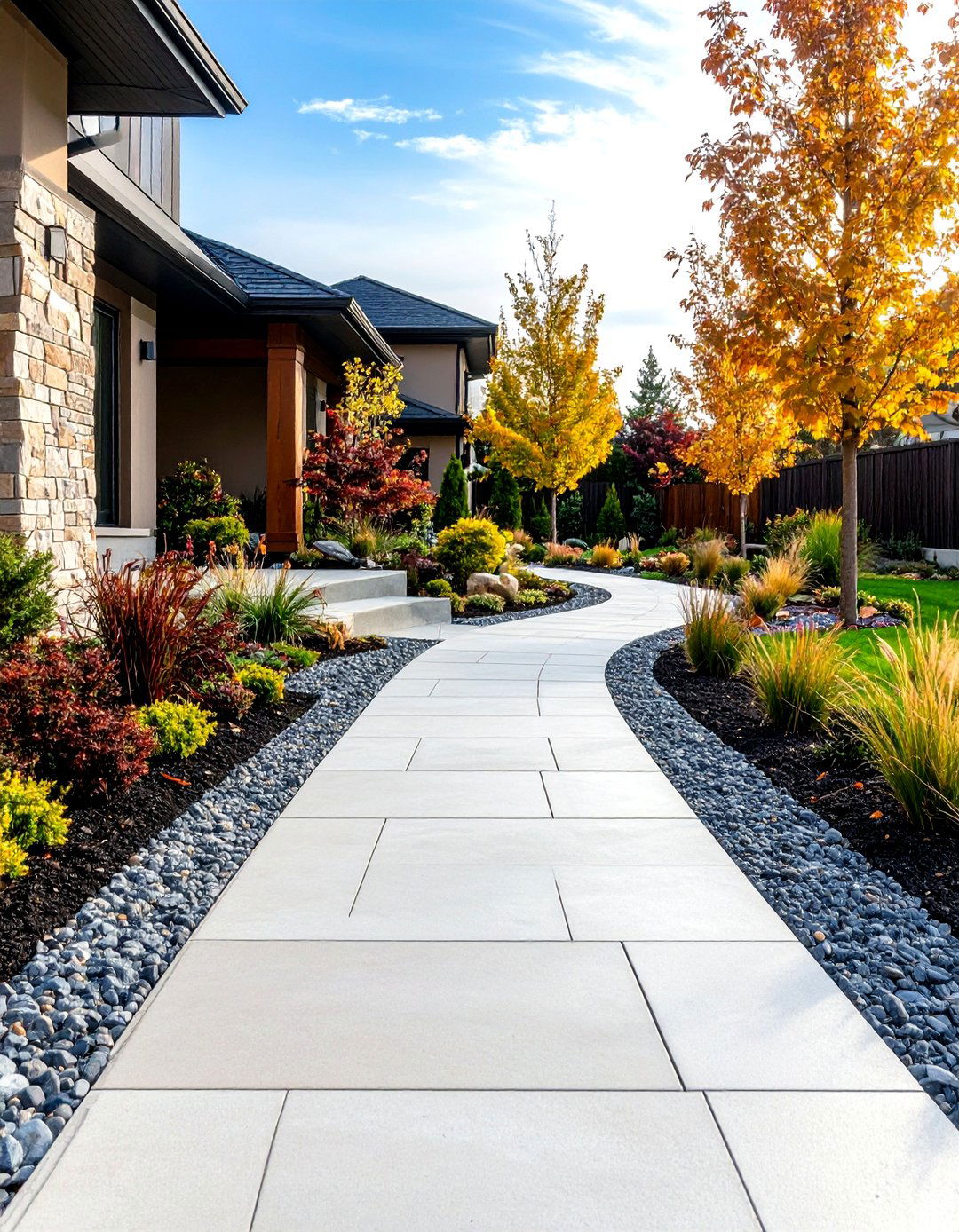 Concrete Walkway with Decorative Aggregates - 24 walkway ideas