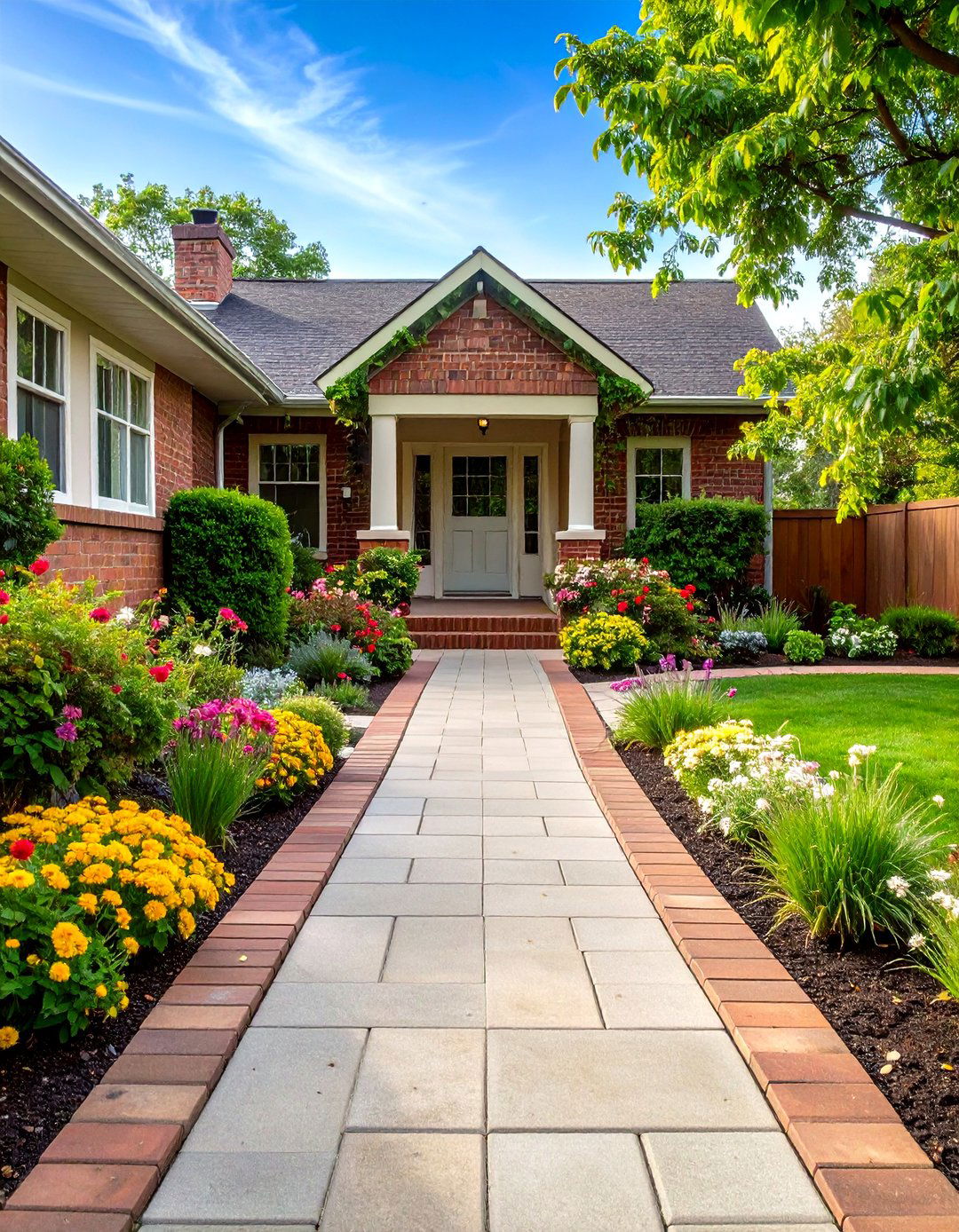 Concrete Walkway with Decorative Borders - 24 Concrete Walkway Ideas