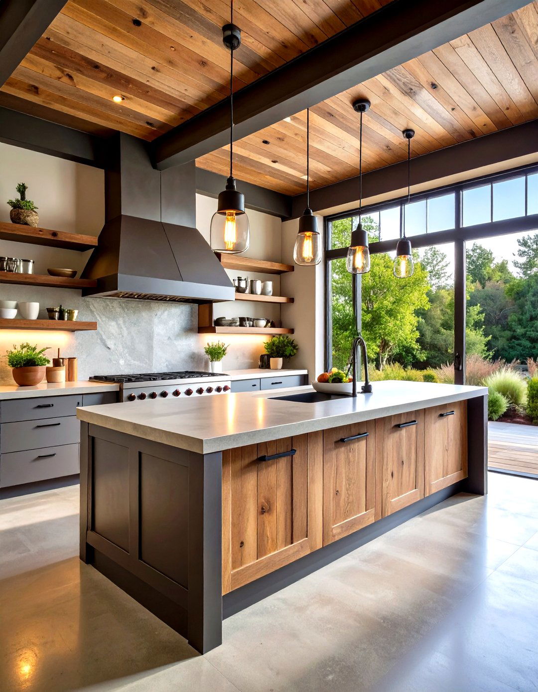 Concrete and Steel Industrial Rustic Fusion - 24 Rustic Outdoor Kitchen Ideas