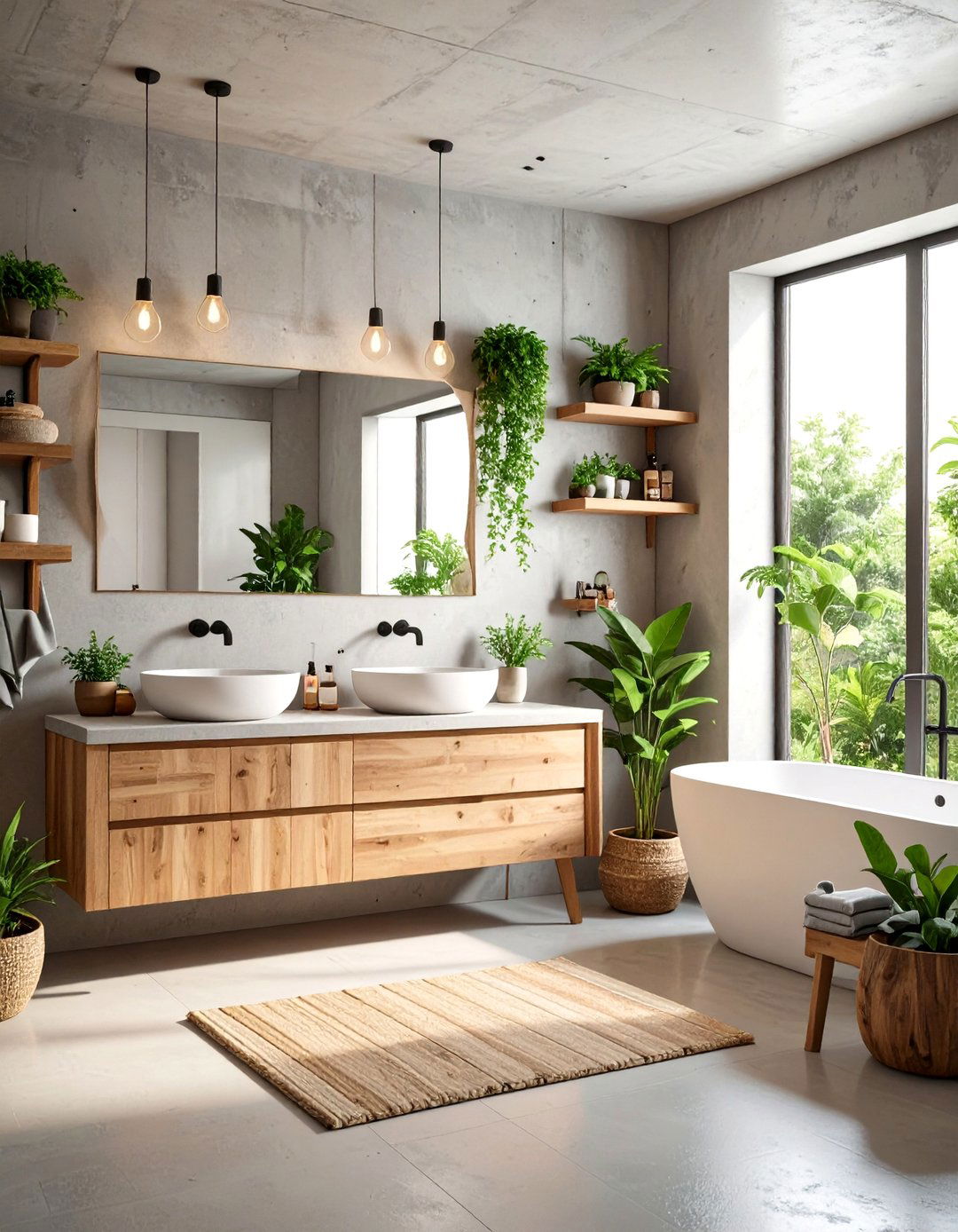 Concrete and Wood Bathroom