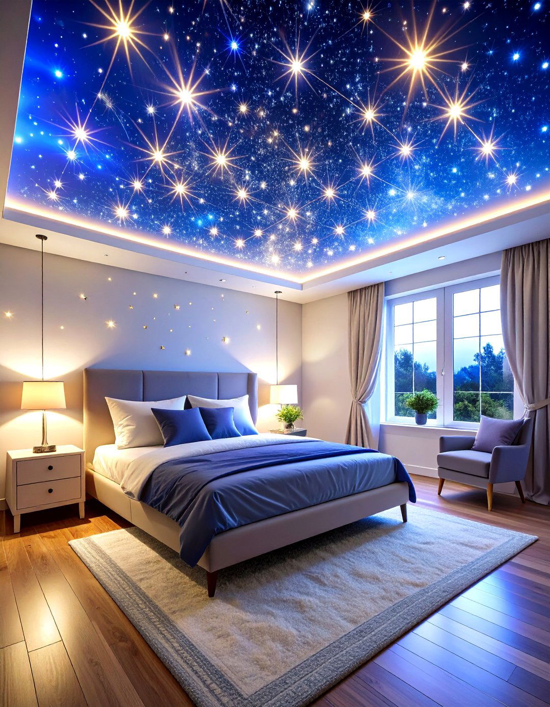 Constellation Fiber Optic Ceiling - 24 galaxy space-themed bedroom ideas