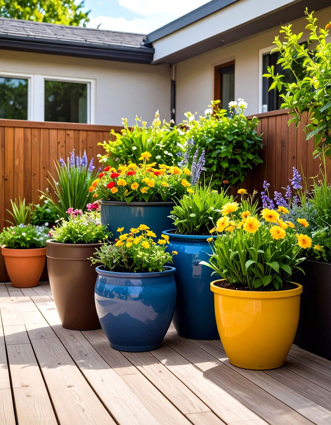 Container Cluster Patio Garden - 24 Modern Small Garden Ideas