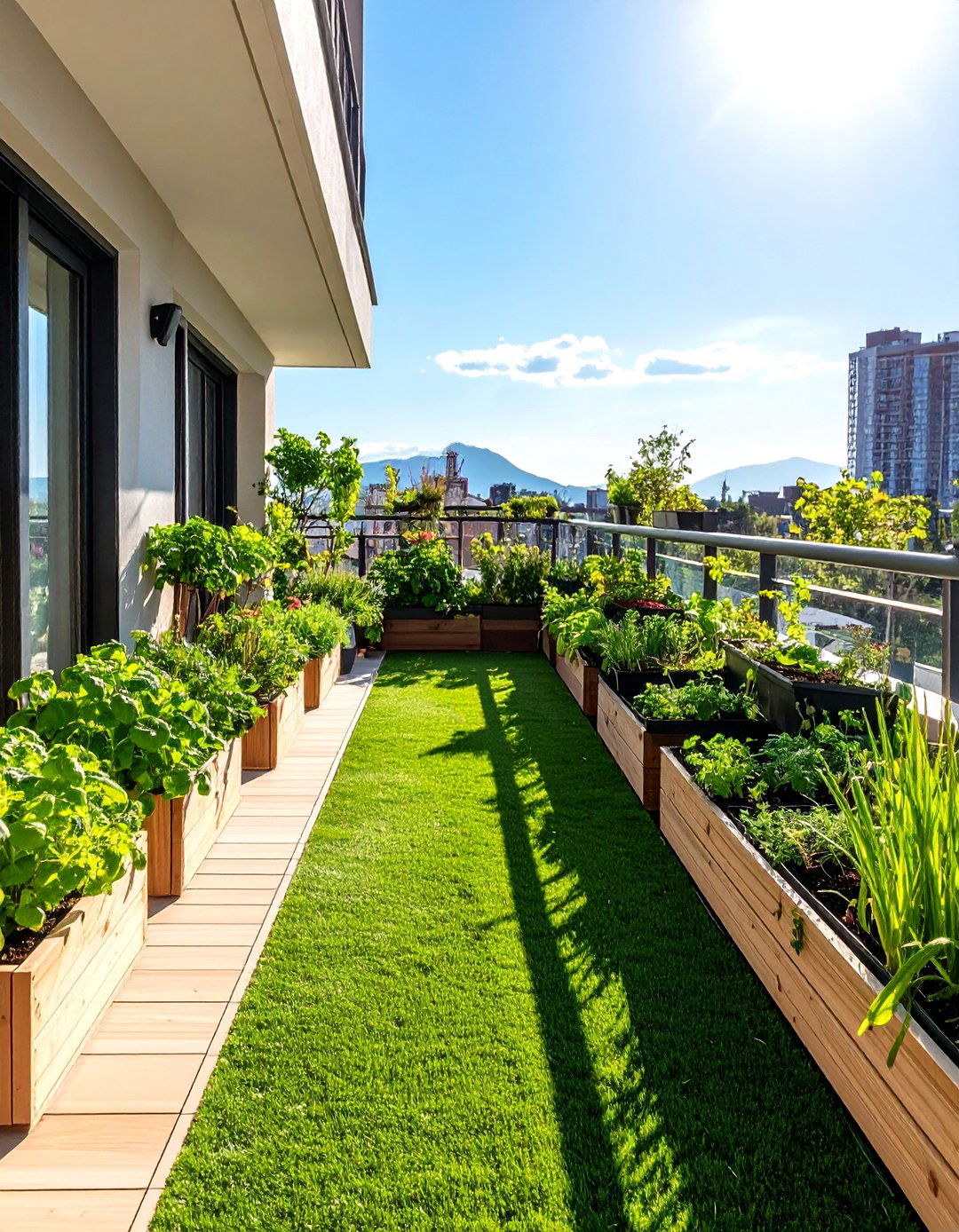 Container Garden Balcony Farm - 24 Artificial Grass Balcony Design